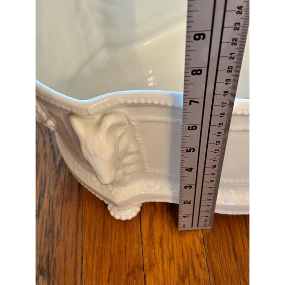 1950’s White Porcelain Cache Pot, Tray  from Alcora with Rams Decoration Rare - Picture 14 of 16